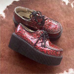 Demonia Red Leopard Platform Shoes